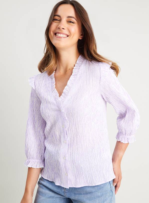 Buy Lilac Stripe Crinkle Frill Shirt - 20 | Shirts | Argos