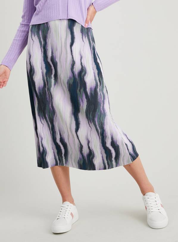 Lilac Tie Dye Plissé Midi Skirt - 22
