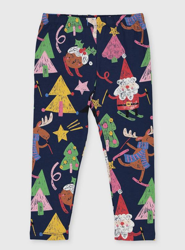 Buy Christmas Navy Festive Leggings 11.5 years Trousers and