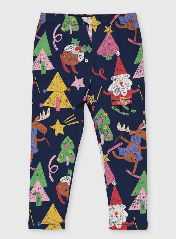 Buy Christmas Navy Festive Leggings - 1-1.5 years | Trousers and ...