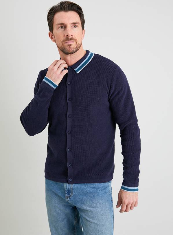 Buy Navy Tipped Knitted Polo Cardigan XXL Jumpers and cardigans Argos