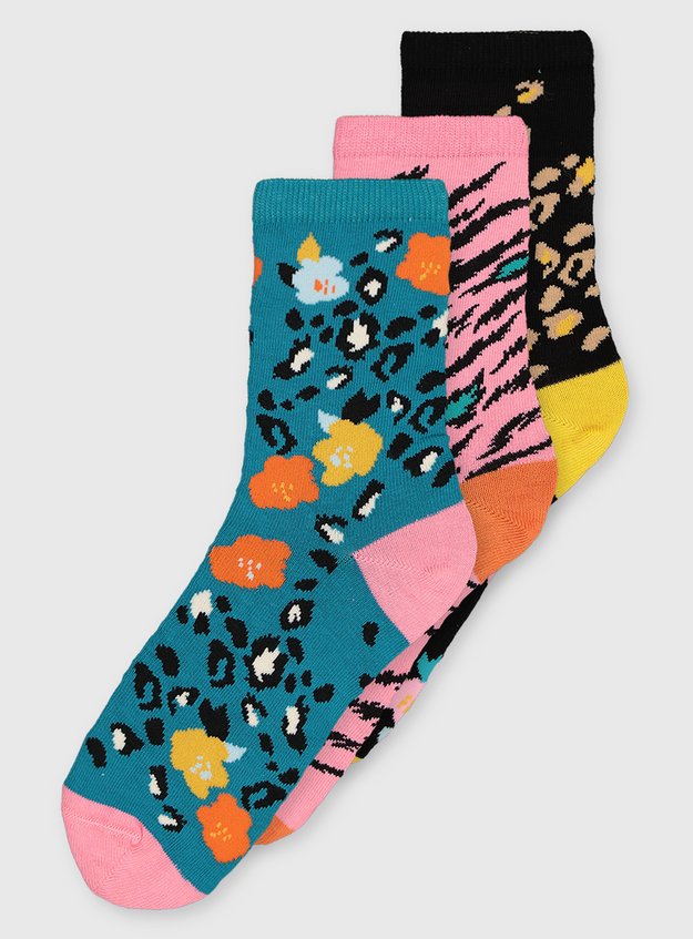 Womens Animal Print Ankle Socks 3 Pack | Tu clothing
