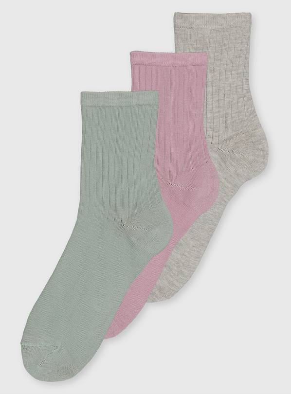 Buy Pastel Ribbed Socks 3 Pack - 4-8 | Socks | Tu