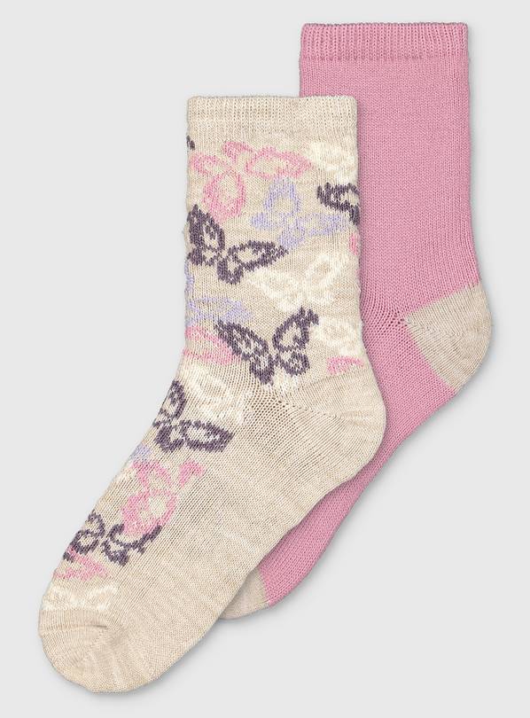 Buy Plain Pink Butterfly Thermal Socks 2 Pack 4 8 Socks Tu