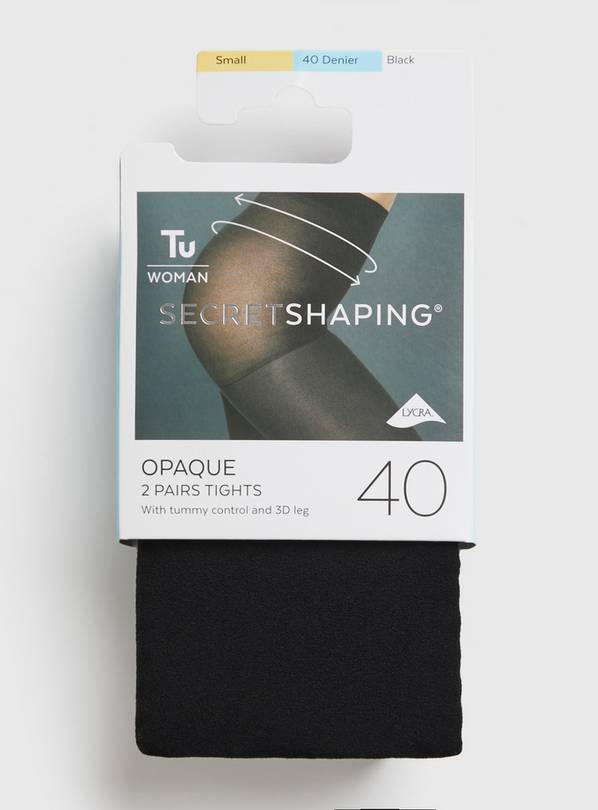 Secret Shaping Black 40 Denier Opaque Tights 2 Pack XL