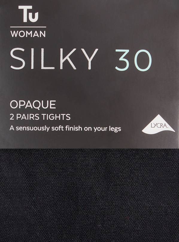 Buy Black Silky 30 Denier Opaque Tights 2 Pack S, Tights