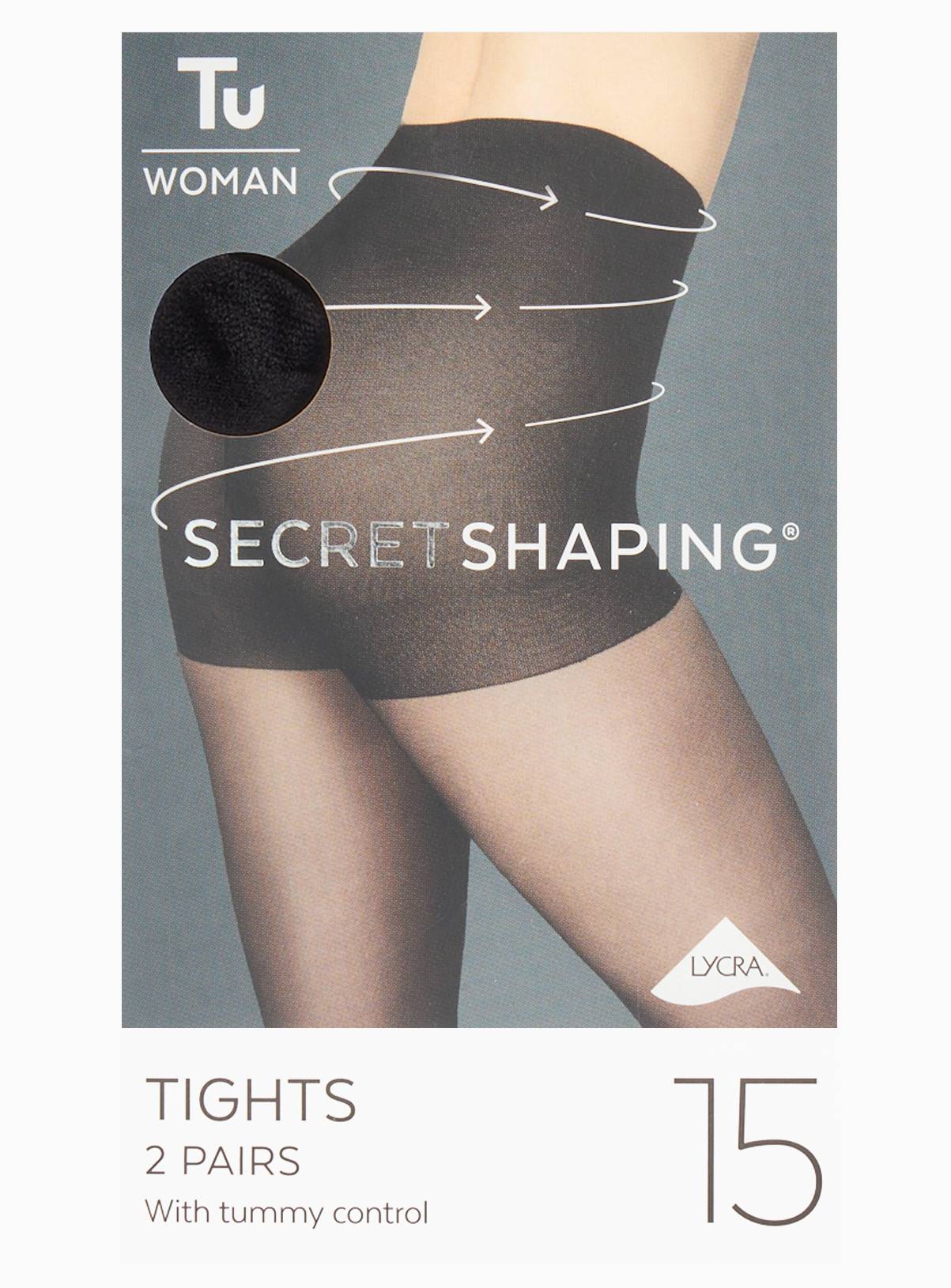 Secret Shaping Black Tummy Control Tights 2 Pack S - Image 2