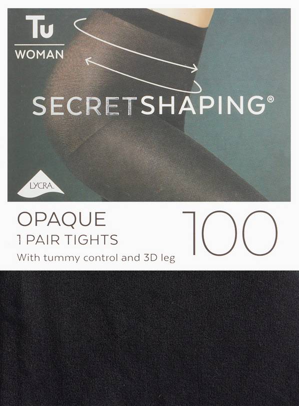 Buy Secret Shaping Black 100 Denier Opaque Tights L, Tights