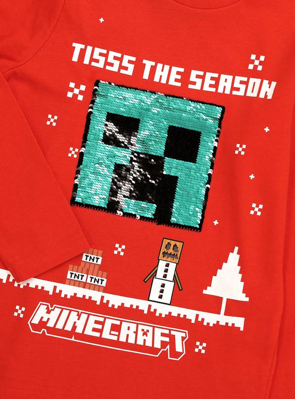 Buy Christmas Minecraft Red Sequin Creeper T-Shirt 7 years | T