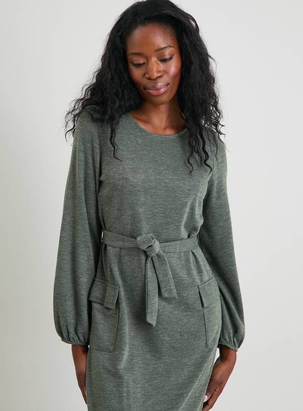 Khaki belted dress sales