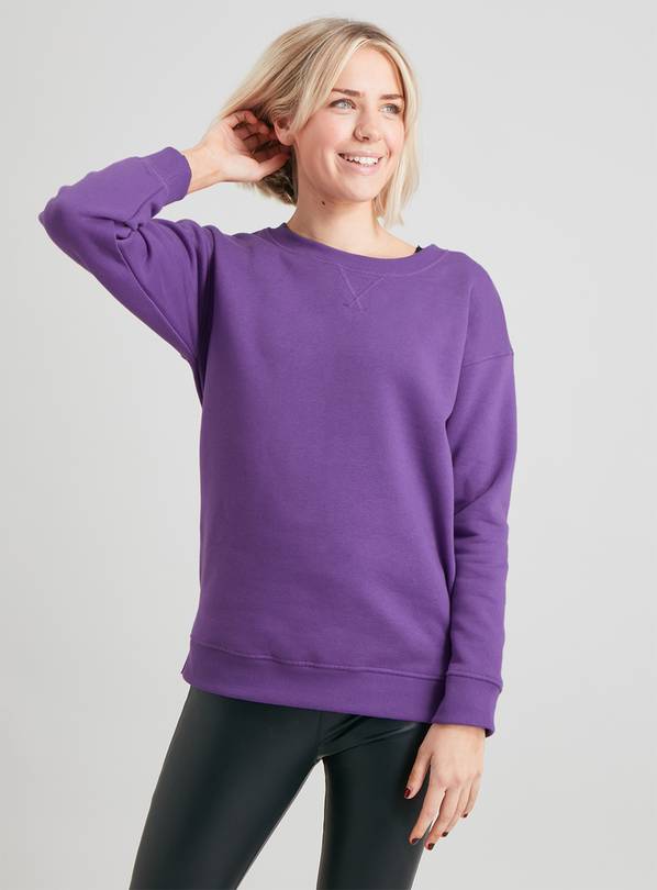 Buy Purple Longline Crew Neck Sweatshirt XL Hoodies and sweatshirts