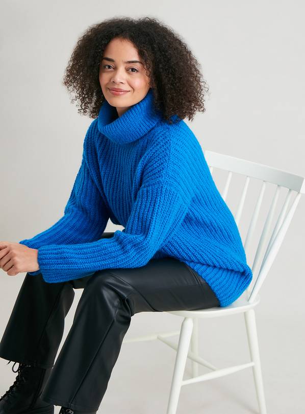 Cobalt blue outlet roll neck jumper