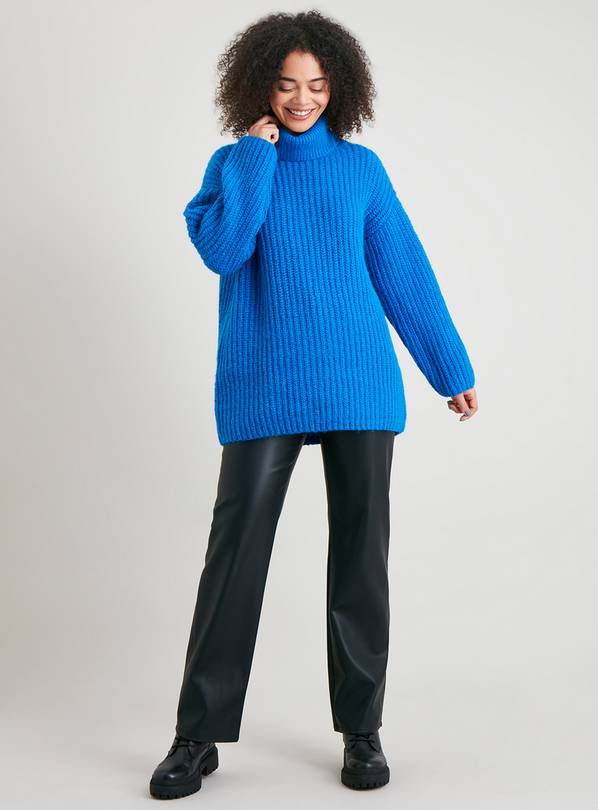 Cobalt blue roll outlet neck jumper