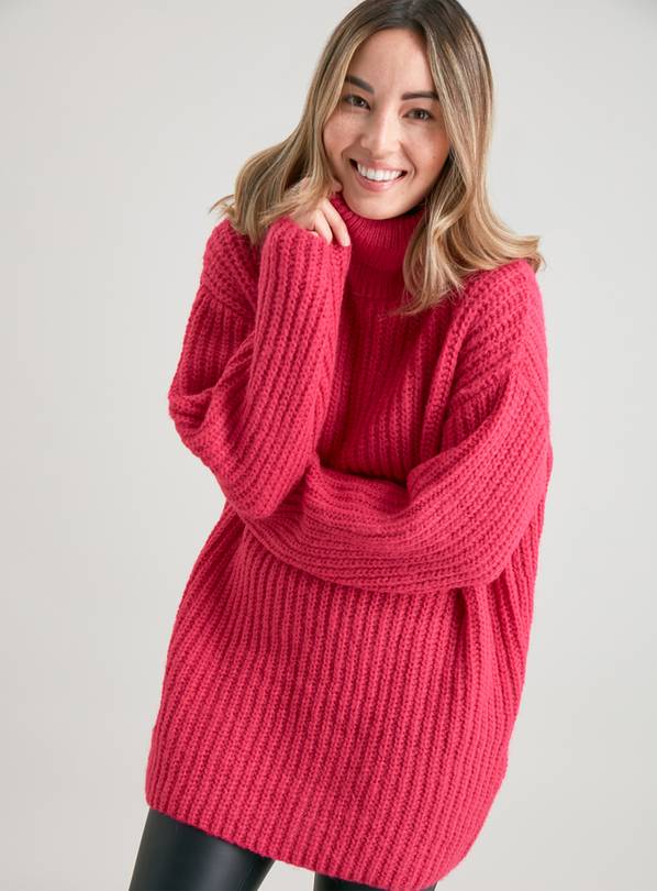 Pink oversized roll neck on sale jumper