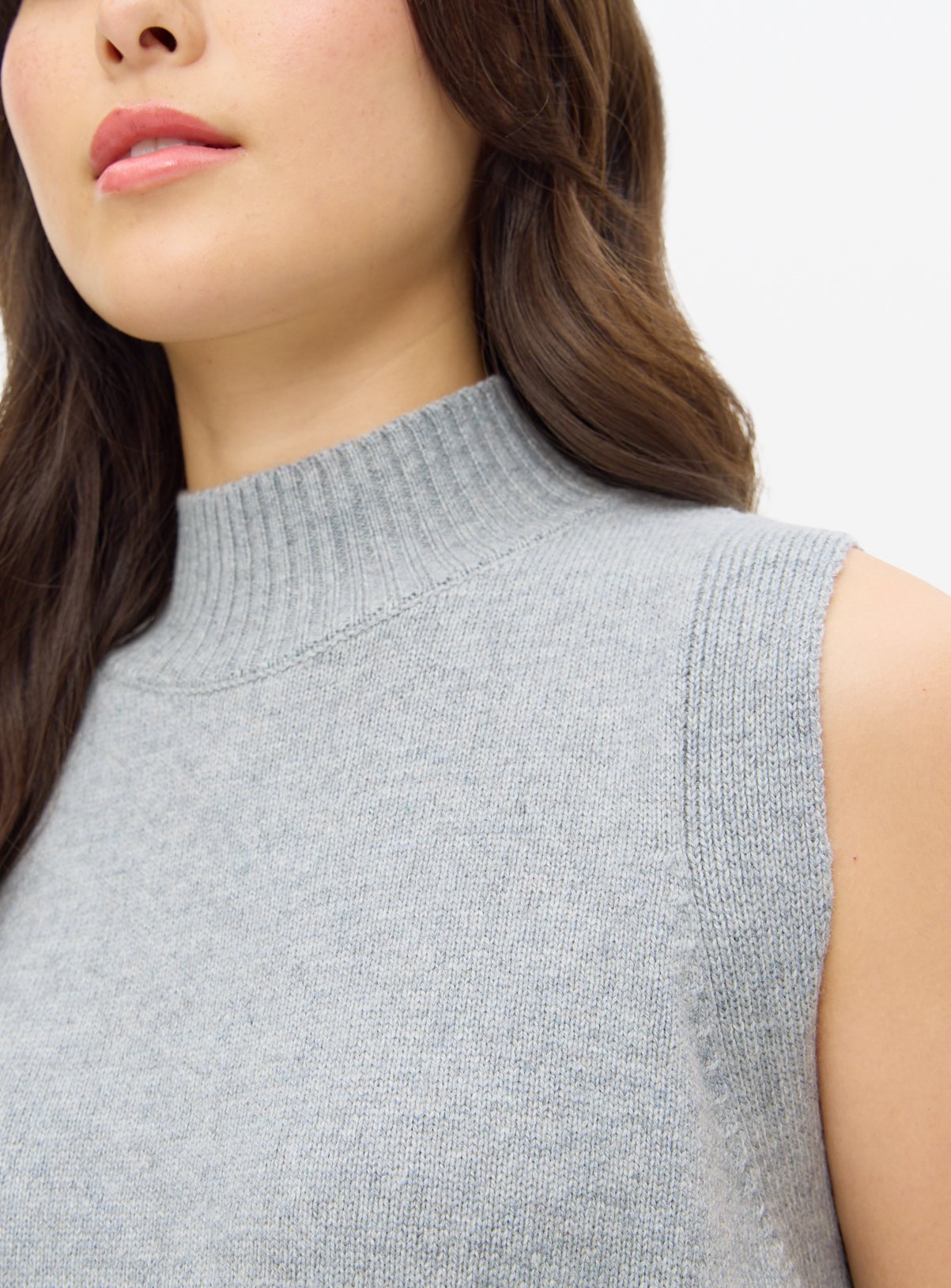 Grey High Neck Knitted Vest With Cashmere 22 - Image 3 thumbnail