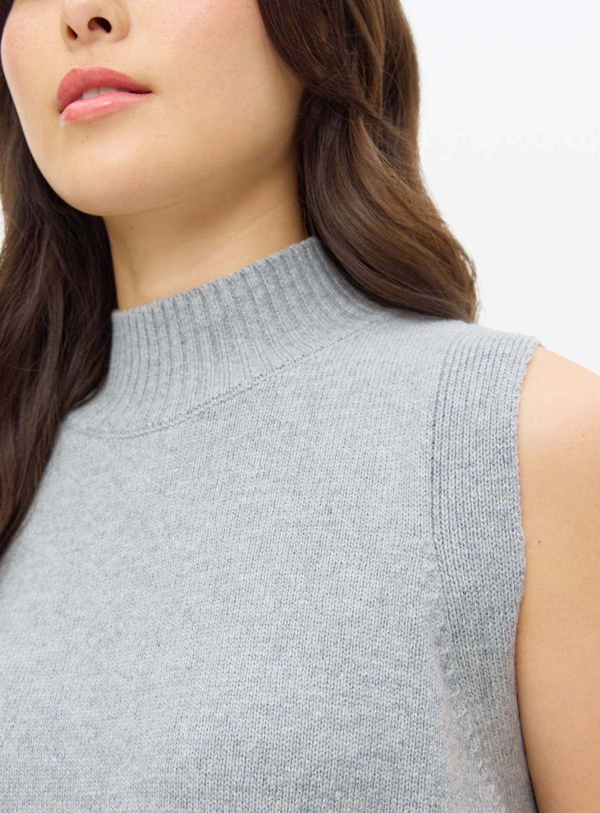 Grey High Neck Knitted Vest With Cashmere 22 - Image 3