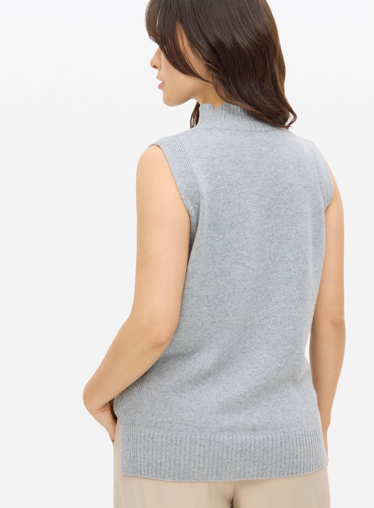 Grey High Neck Knitted Vest With Cashmere 22 - Image 4