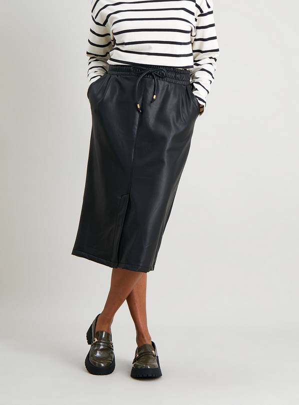 Black leather 2025 skirt tu