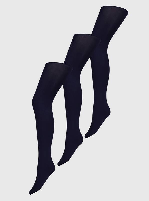 Buy Navy 100 Denier Opaque Tights 3 Pack M, Tights