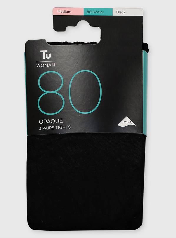 Black 3 Pack 80 Denier Opaque Tights