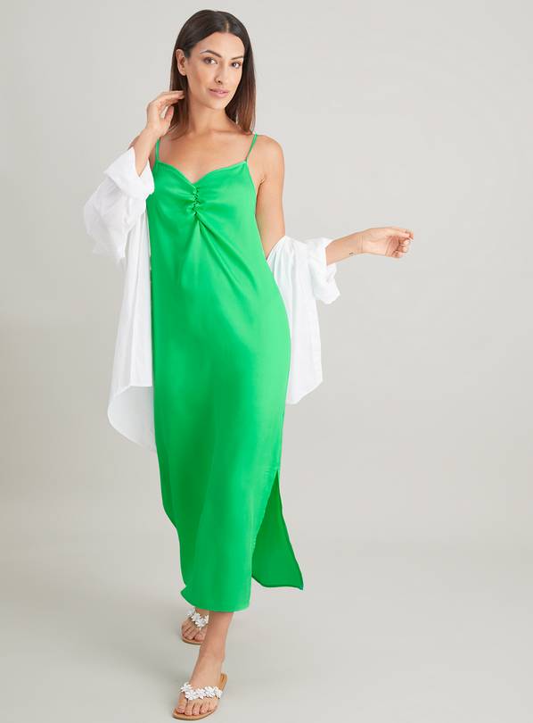 Long green slip clearance dress