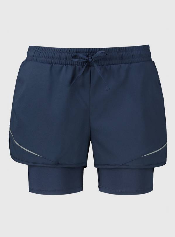 Active Navy Double Layer Running Shorts - 16