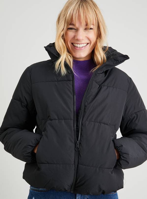 Buy Black Cropped Padded Coat - 20 | Coats | Argos