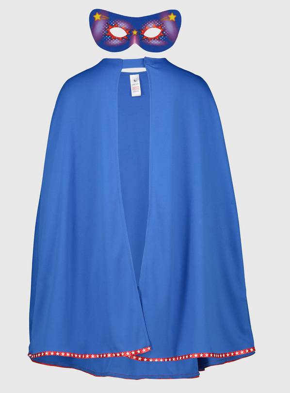 Blue Superhero Cape & Mask One Size