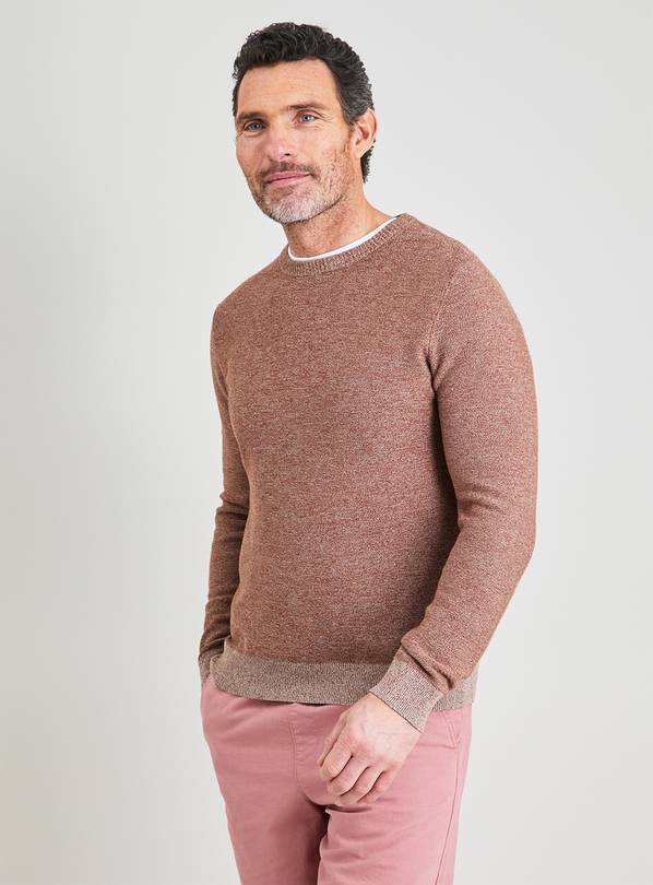 Buy Brown Textured Crew Neck Jumper XXL Jumpers and cardigans Argos