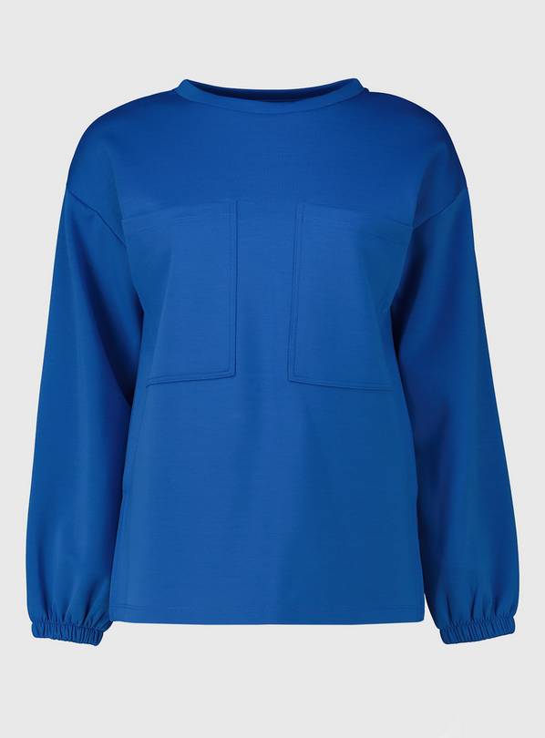 Buy Blue Pocket Front Relaxed Scuba Sweatshirt - L | Tops | Argos