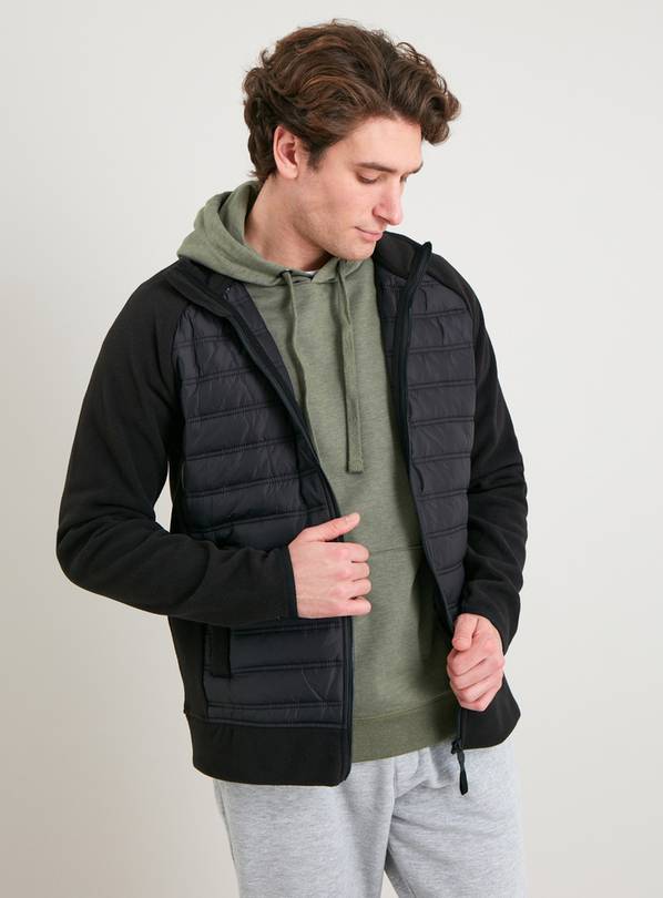 Buy Black Quilt Front Funnel Neck ZipThrough Fleece XL Sweatshirts