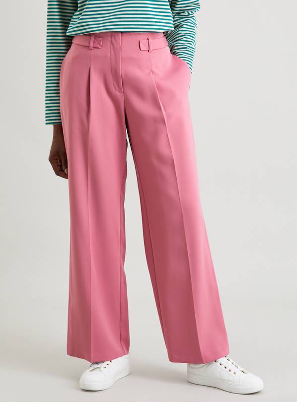 ZARA NEW WOMAN High-Waist Wide-Leg Trousers Darts Pant Fuchsia S