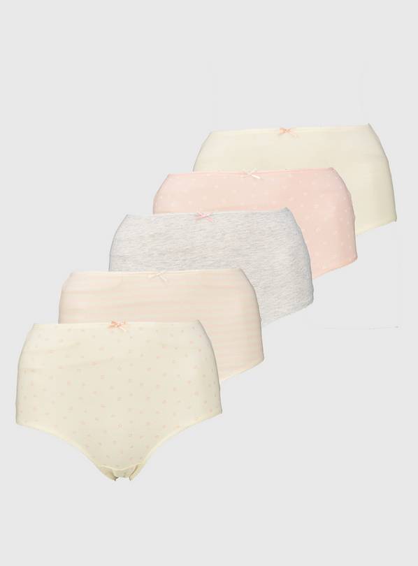 Buy Cream, Pink & Grey Full Knickers 5 Pack 18 Knickers Argos