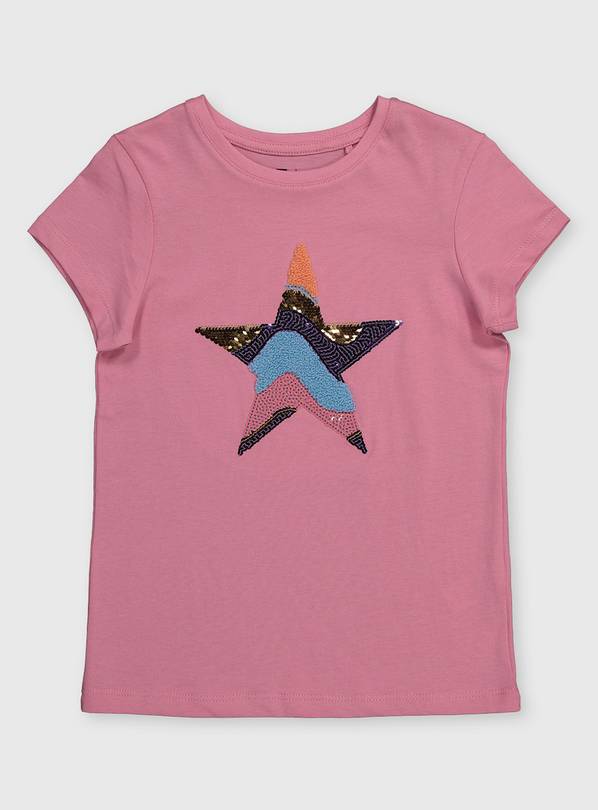 Buy Pink Sequin Star T-Shirt - 9 years | Tops and t-shirts | Argos