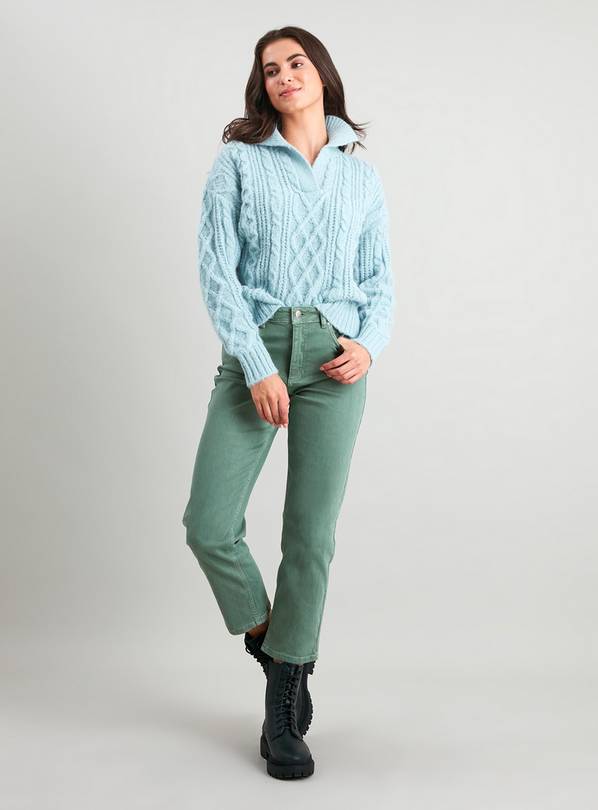 Green Slub Straight Leg Jeans - 20L