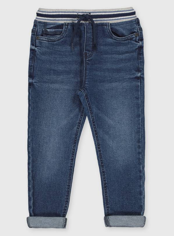 Grey Ribbed Waist Denim Jeans - 1.5-2 years