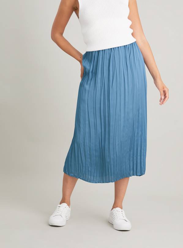 Buy Blue Crushed Satin Pleated Midi Skirt 8 Skirts Argos