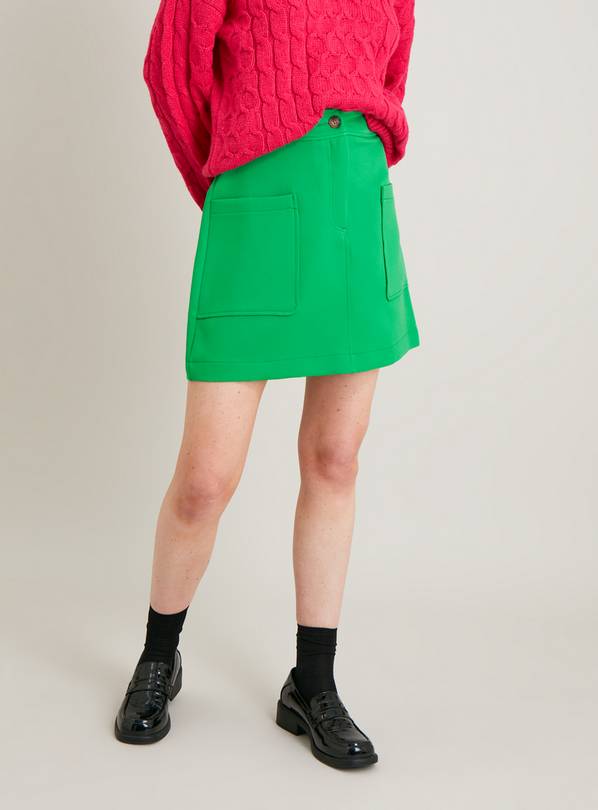 Green A-Line Mini Skirt - 14