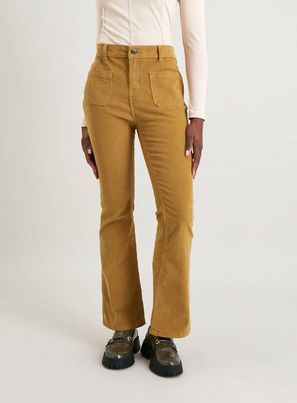 Buy Tan Corduroy Kick Flare Trousers - 8 | Trousers | Tu