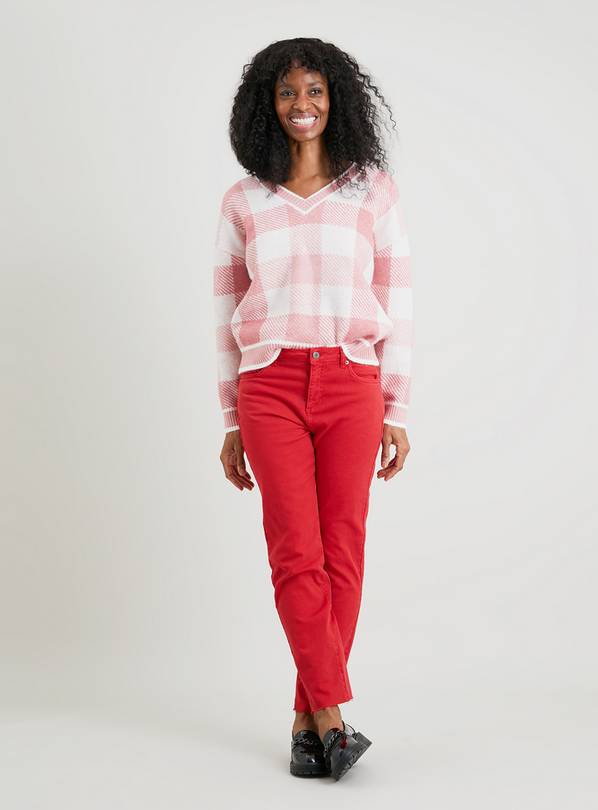 Red Vintage Straight Leg Jeans - 10S