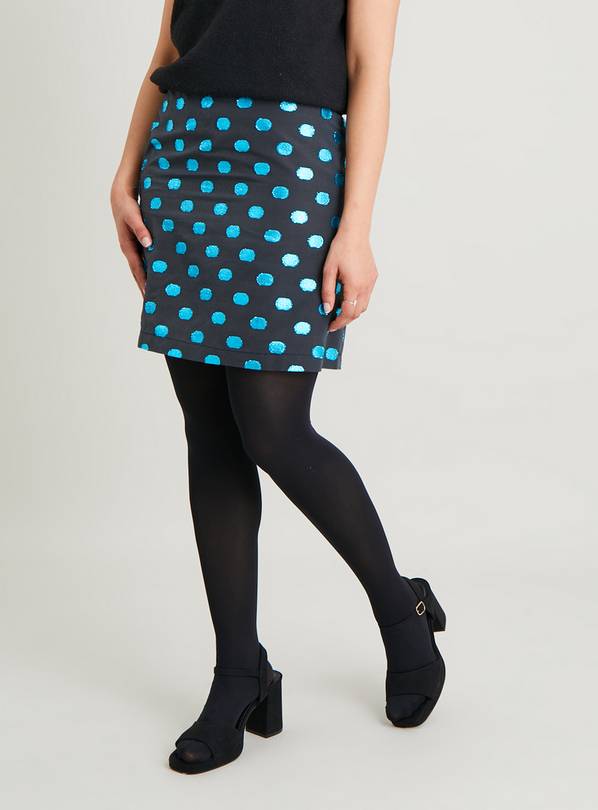 Black Sparkle Dot Mini Skirt - 12