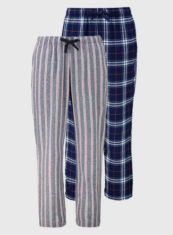 Navy & Grey Check & Stripe Pyjama Bottom 2 Pack - XXXL