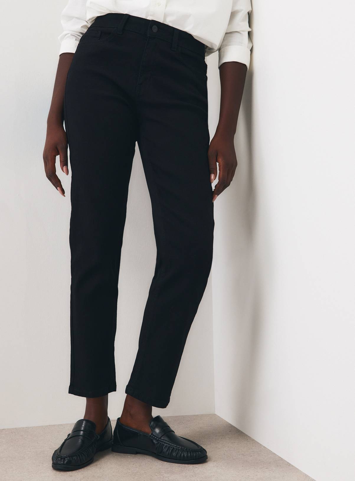 Black Denim Straight Leg Jeans 14L - Image 2