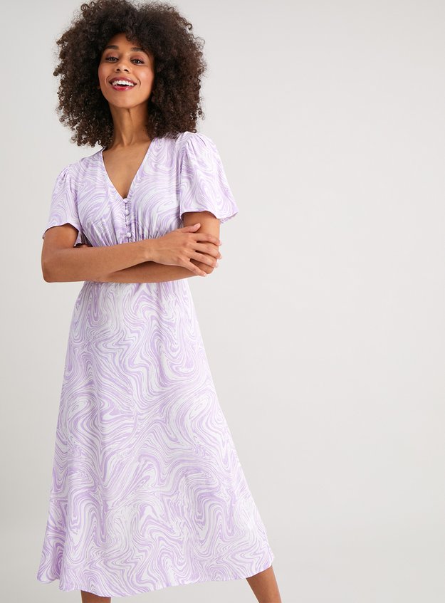 womens lilac midi dress