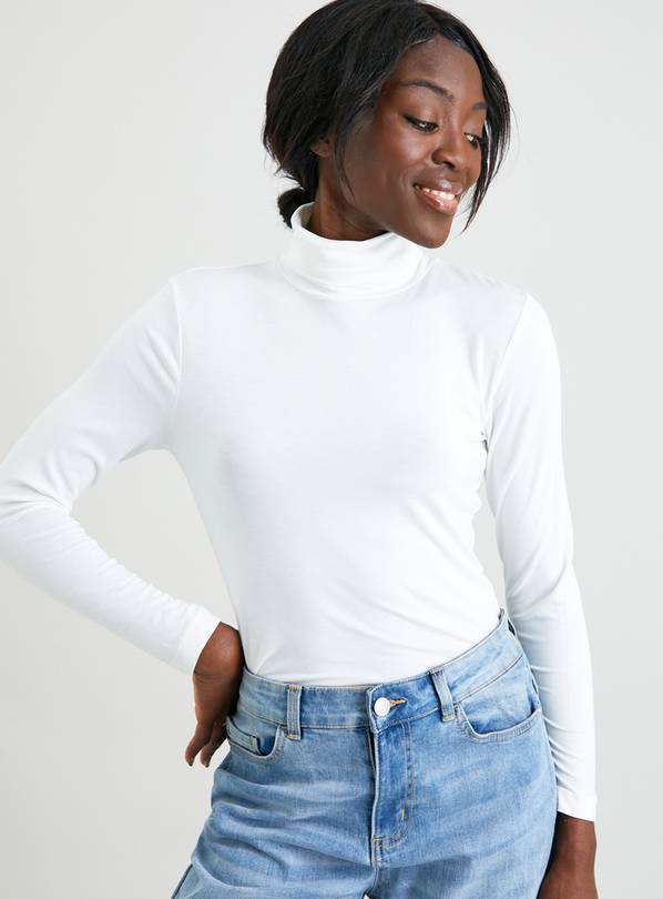 Buy Cream Roll Neck With Stretch - 14 | T-shirts | Argos