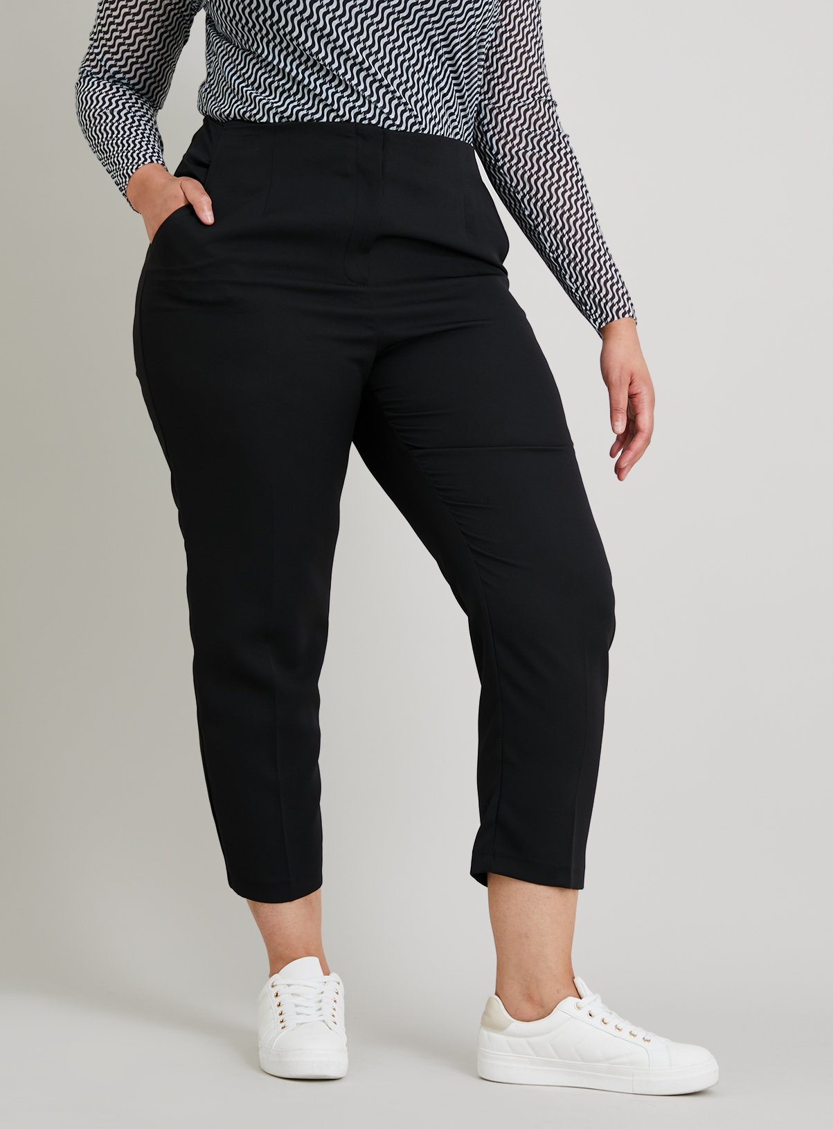 Black High Waisted Tapered Coord Trousers - 16 - Image 1 thumbnail