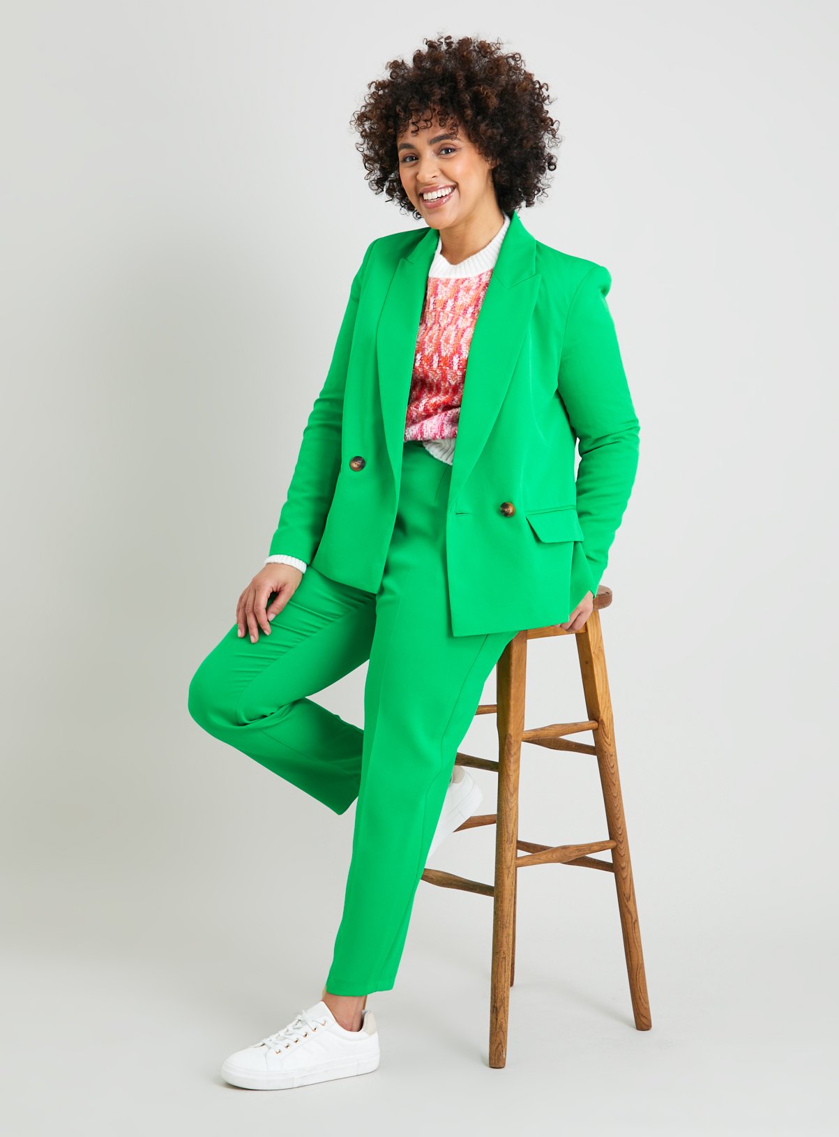 Green High Waisted Tapered Coord Trousers - 12 - Image 2 thumbnail