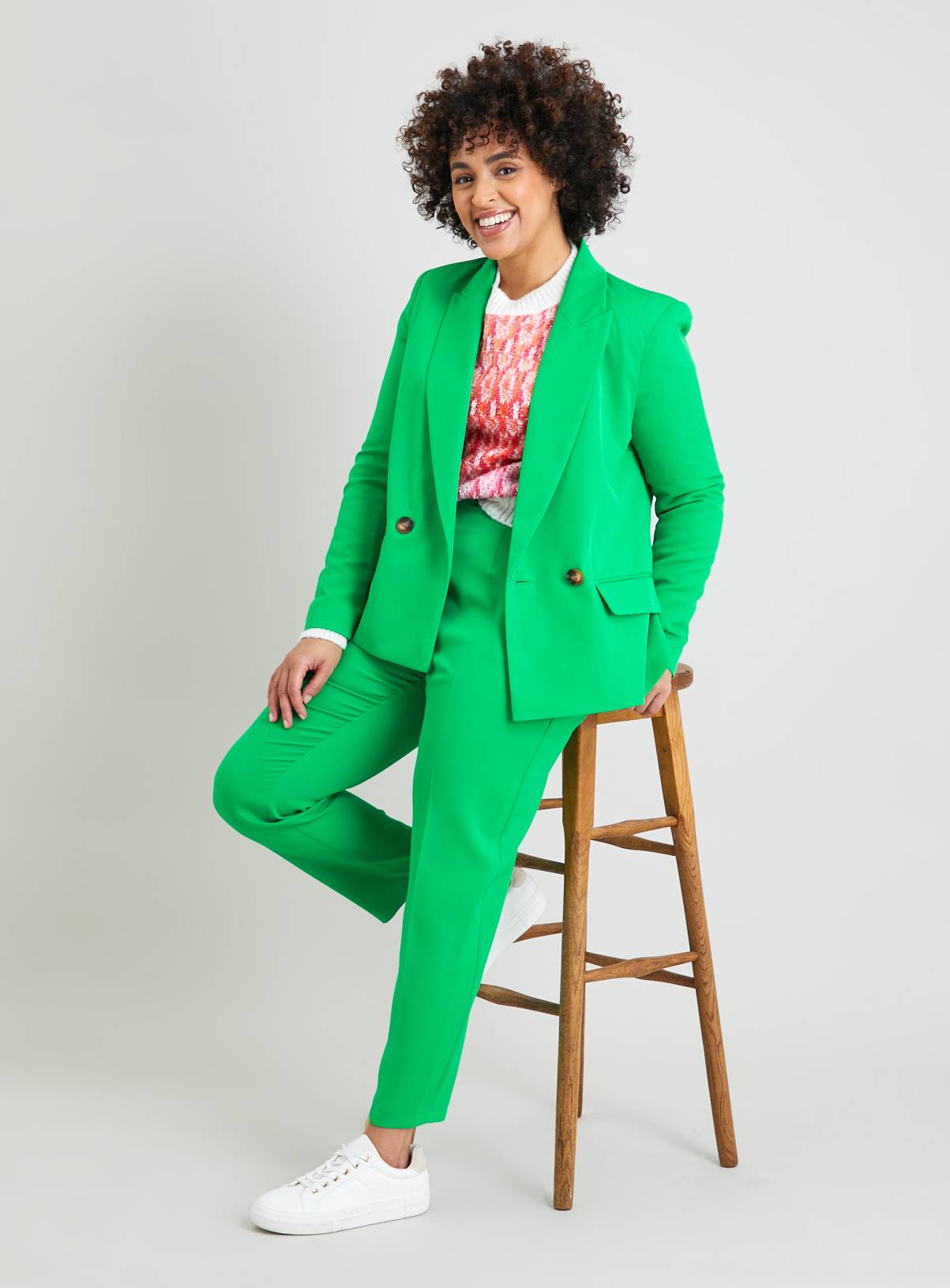 Green High Waisted Tapered Coord Trousers - 12 - Image 2