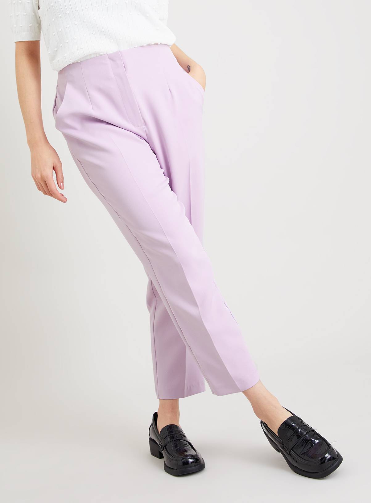 Lilac High Waisted Tapered Coord Trousers - 16 - Image 1