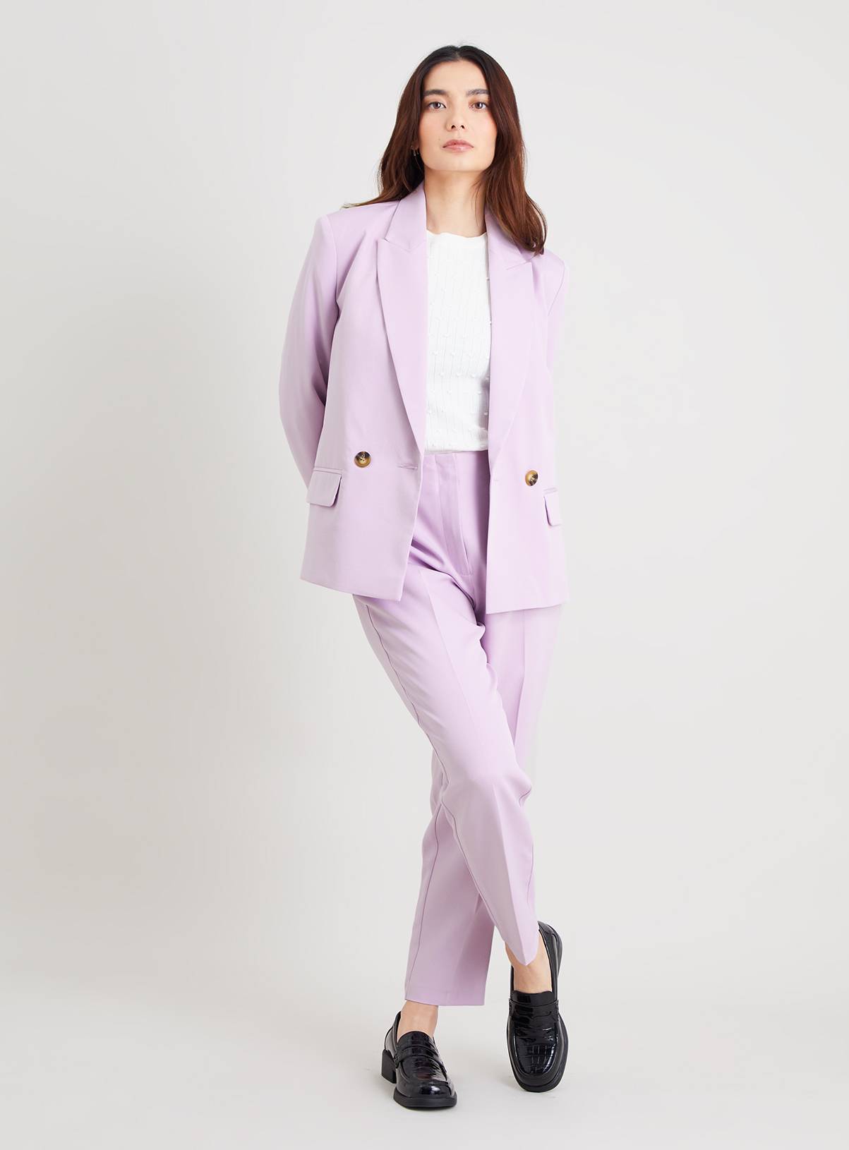 Lilac High Waisted Tapered Coord Trousers - 16 - Image 2